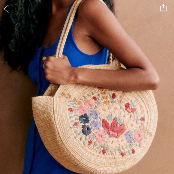 Sézane x Momoni June Basket - Embroidered Multicolored BOUQUET - RARE - Picture 2 of 9